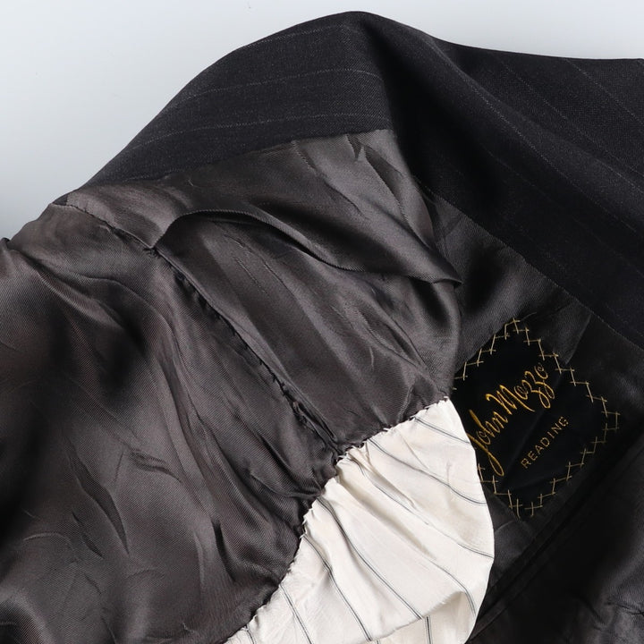 John Mozzo Stripe Pattern Tailored Jacket, Made in USA, Men's Size L (approx.) unclear black type Vintage Second Hand