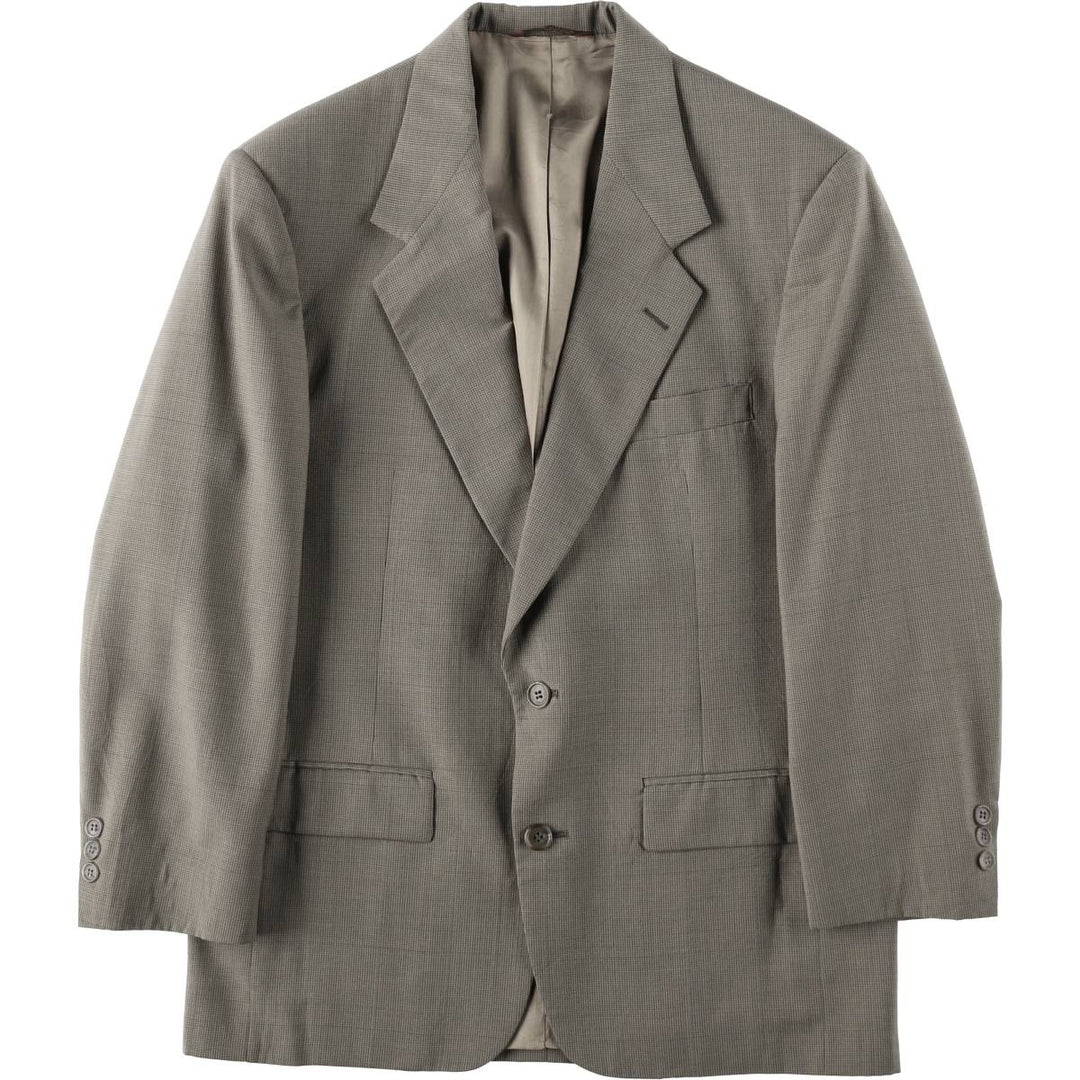Stanley Blacker Check Pattern Houndstooth Pattern Tailored Jacket, Made in USA, Men's Size M (approx.) unclear Khaki type sage green Vintage Second Hand