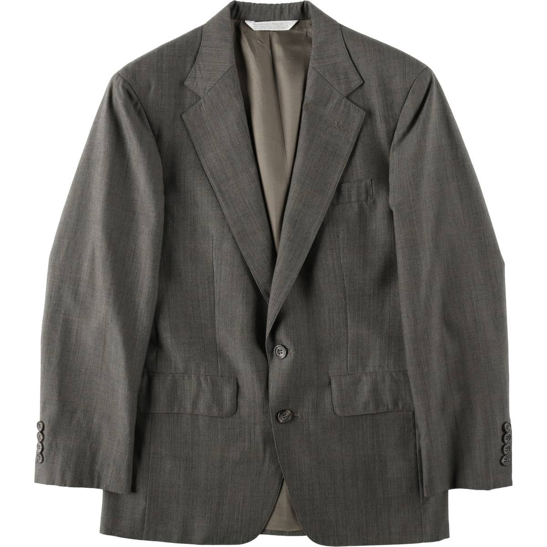 Christian Brooks Check Pattern Poly/Wool Tailored Jacket, Made in USA, Men's Size S (approx.) polyester gray type Vintage Second Hand