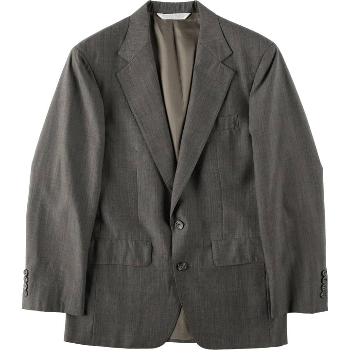 Christian Brooks Check Pattern Poly/Wool Tailored Jacket, Made in USA, Men's Size S (approx.) polyester gray type Vintage Second Hand
