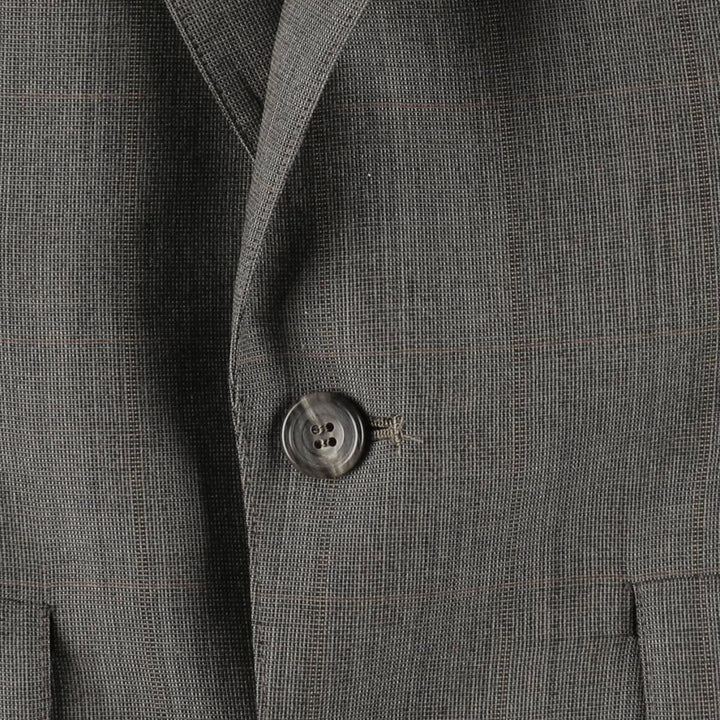 Christian Brooks Check Pattern Poly/Wool Tailored Jacket, Made in USA, Men's Size S (approx.) polyester gray type Vintage Second Hand