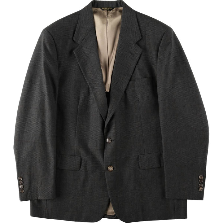 Palm Beach Check Pattern Wool Tailored Jacket, Made in USA, Men's Size L (approx.) wool Charcoal Vintage Second Hand
