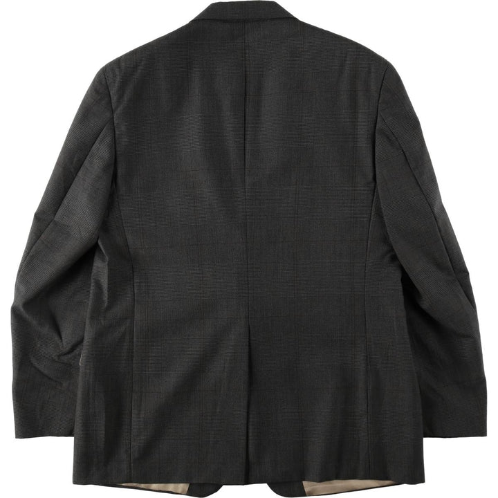 Palm Beach Check Pattern Wool Tailored Jacket, Made in USA, Men's Size L (approx.) wool Charcoal Vintage Second Hand