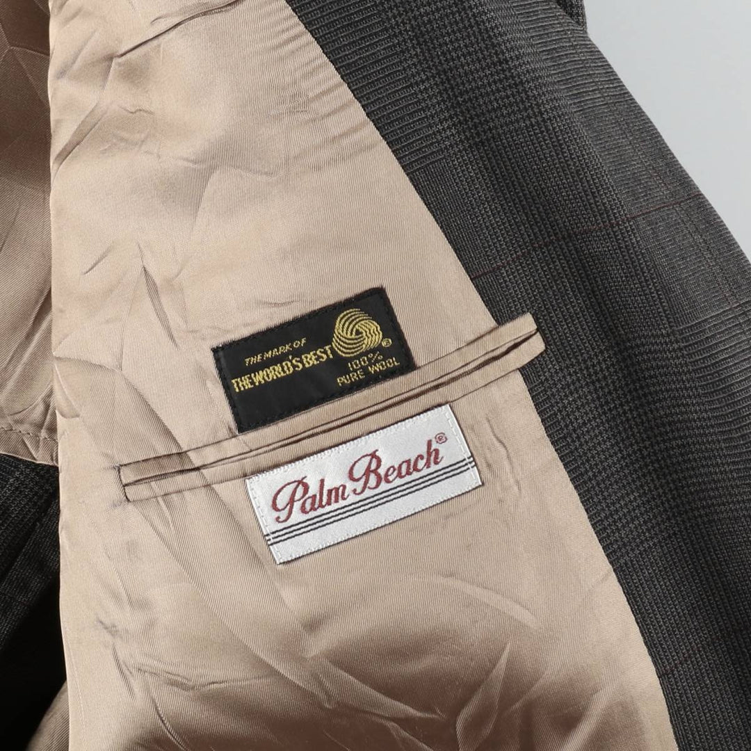 Palm Beach Check Pattern Wool Tailored Jacket, Made in USA, Men's Size L (approx.) wool Charcoal Vintage Second Hand