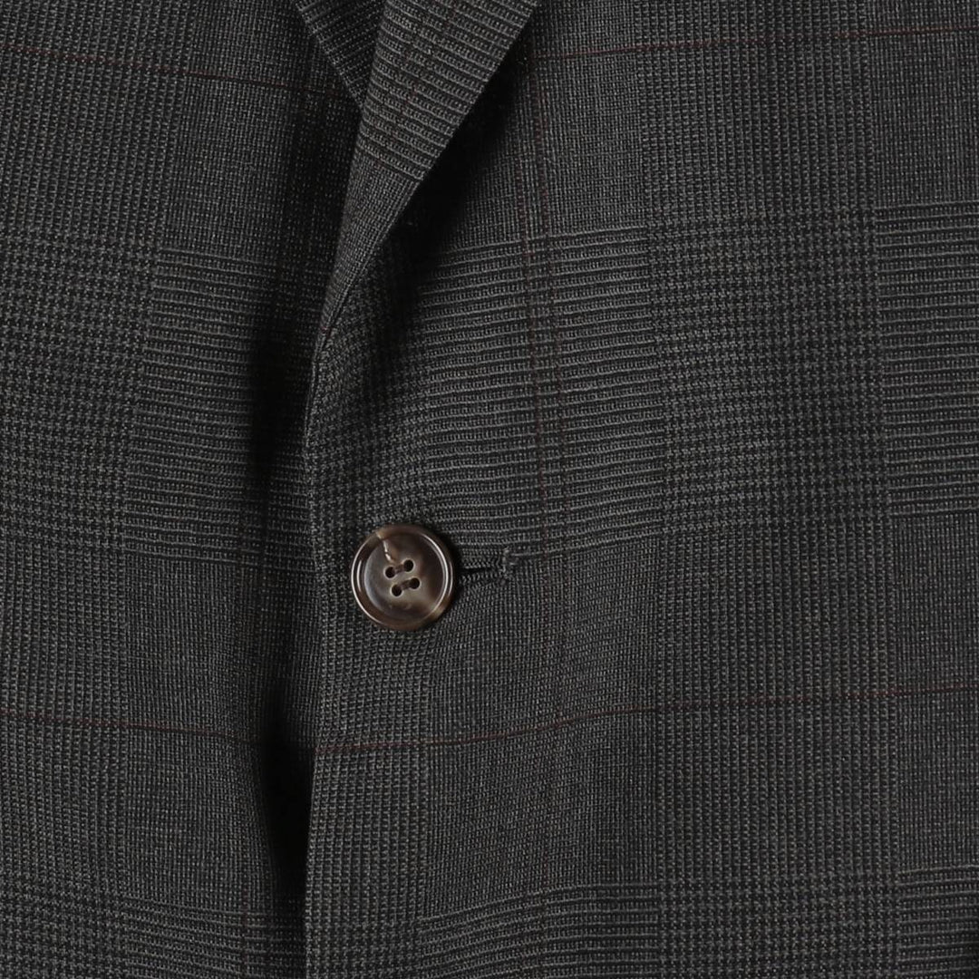 Palm Beach Check Pattern Wool Tailored Jacket, Made in USA, Men's Size L (approx.) wool Charcoal Vintage Second Hand
