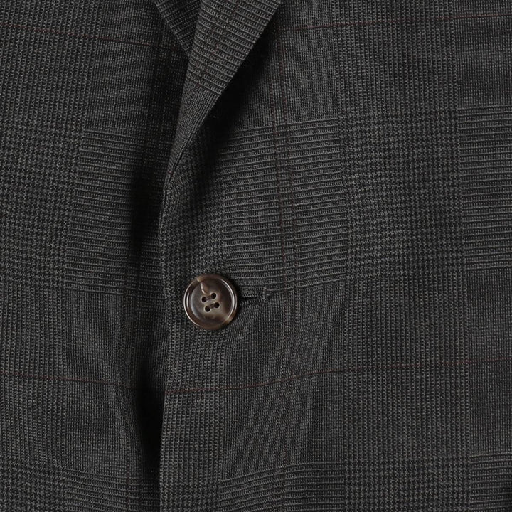 Palm Beach Check Pattern Wool Tailored Jacket, Made in USA, Men's Size L (approx.) wool Charcoal Vintage Second Hand