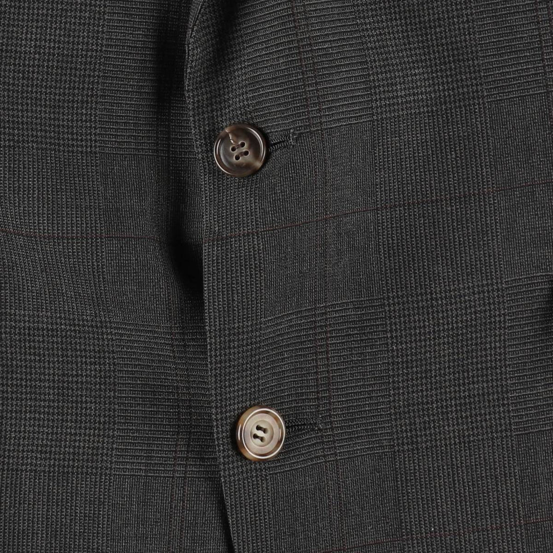 Palm Beach Check Pattern Wool Tailored Jacket, Made in USA, Men's Size L (approx.) wool Charcoal Vintage Second Hand