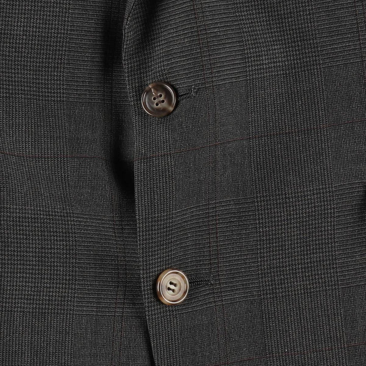 Palm Beach Check Pattern Wool Tailored Jacket, Made in USA, Men's Size L (approx.) wool Charcoal Vintage Second Hand