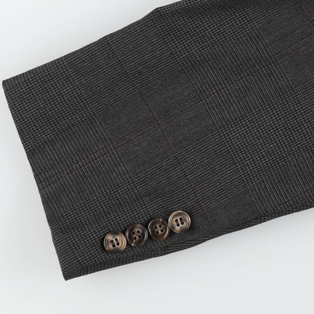 Palm Beach Check Pattern Wool Tailored Jacket, Made in USA, Men's Size L (approx.) wool Charcoal Vintage Second Hand