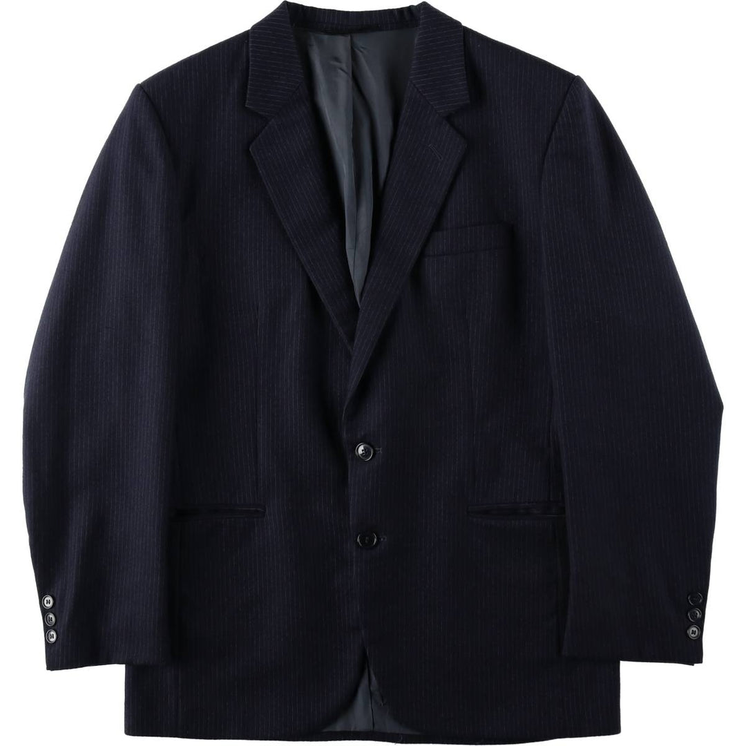 BIaggiotti Stripe Pattern Wool Tailored Jacket, Men's Size L (approx.) wool navy blue type Vintage Second Hand