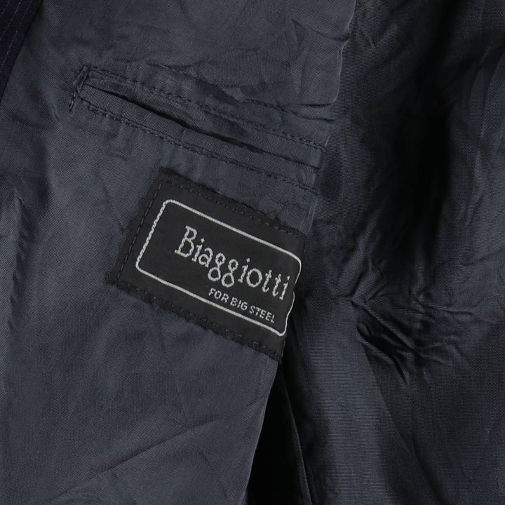 BIaggiotti Stripe Pattern Wool Tailored Jacket, Men's Size L (approx.) wool navy blue type Vintage Second Hand