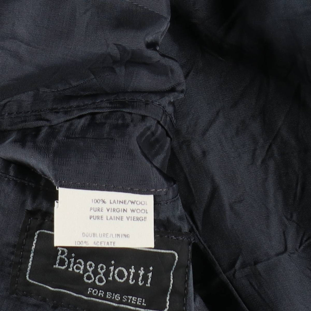 BIaggiotti Stripe Pattern Wool Tailored Jacket, Men's Size L (approx.) wool navy blue type Vintage Second Hand