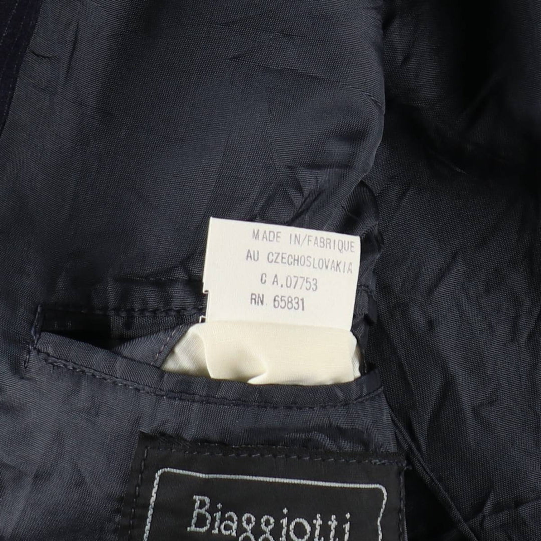 BIaggiotti Stripe Pattern Wool Tailored Jacket, Men's Size L (approx.) wool navy blue type Vintage Second Hand
