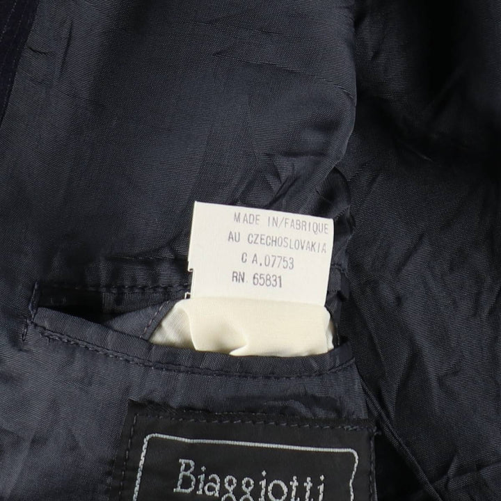 BIaggiotti Stripe Pattern Wool Tailored Jacket, Men's Size L (approx.) wool navy blue type Vintage Second Hand