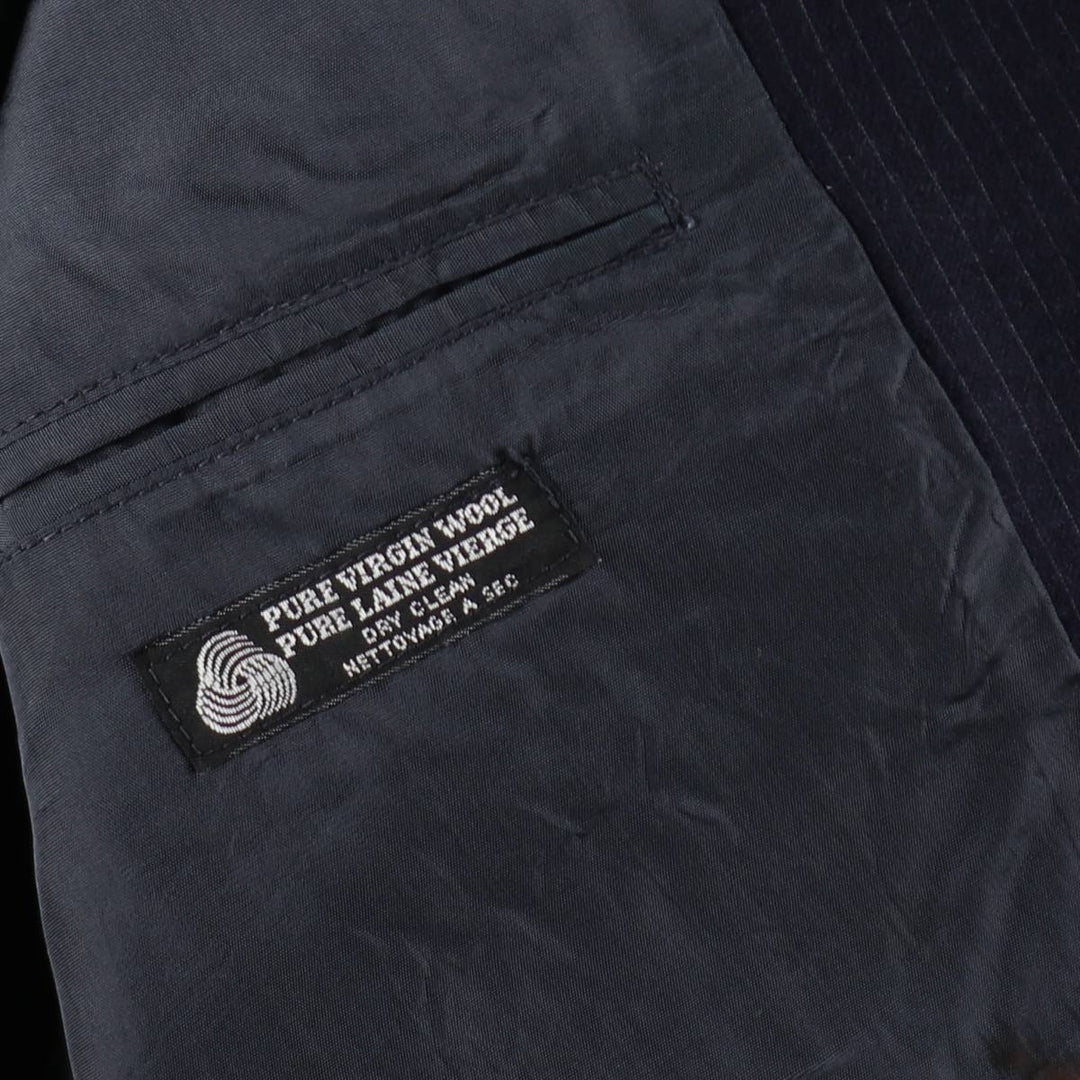 BIaggiotti Stripe Pattern Wool Tailored Jacket, Men's Size L (approx.) wool navy blue type Vintage Second Hand