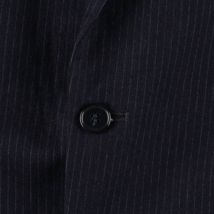 BIaggiotti Stripe Pattern Wool Tailored Jacket, Men's Size L (approx.) wool navy blue type Vintage Second Hand