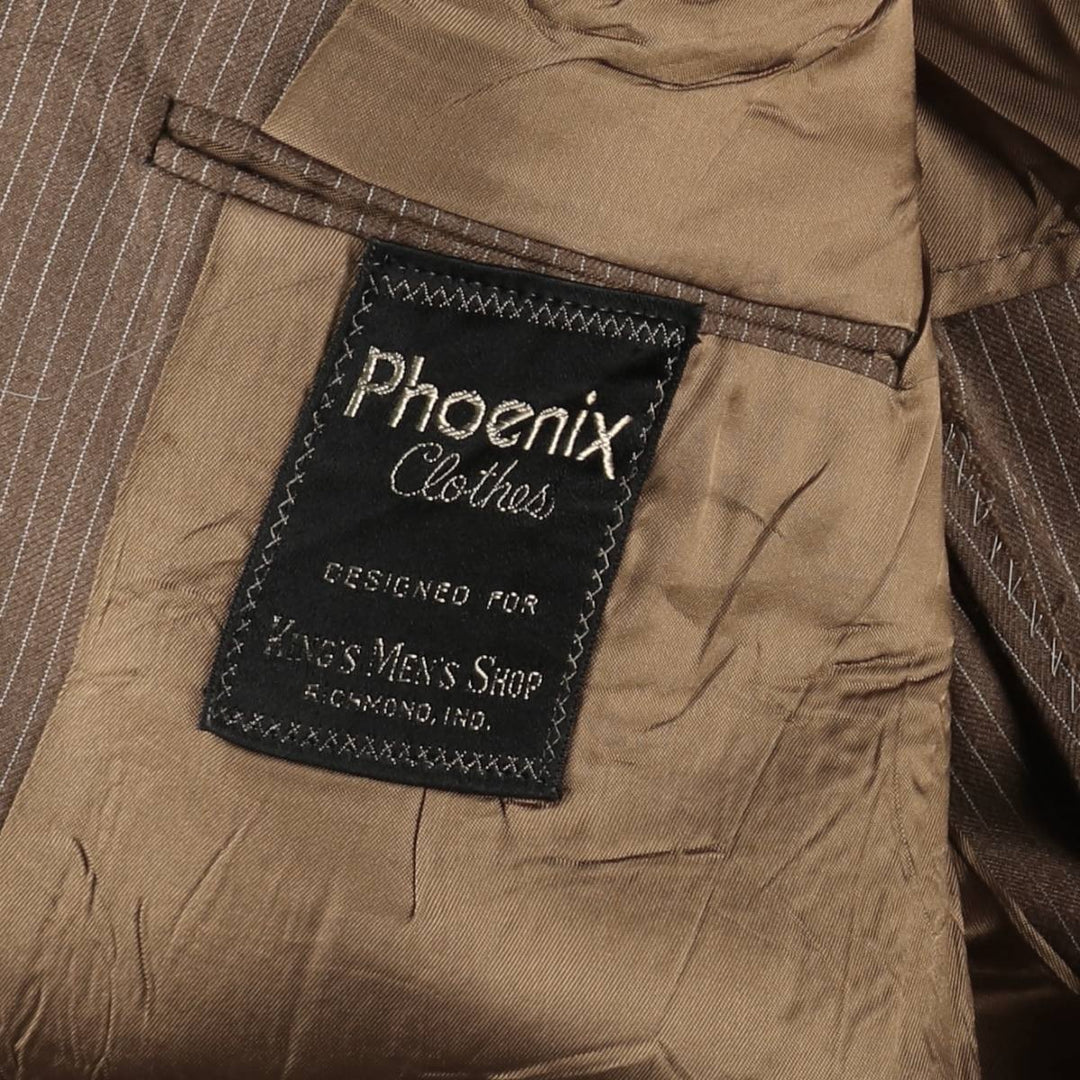Phoenix Clothes Stripe Pattern Tailored Jacket, Made in USA, Men's Size M (approx.) unclear brown type Vintage Second Hand