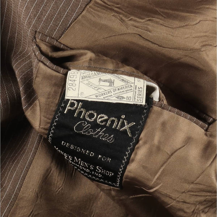 Phoenix Clothes Stripe Pattern Tailored Jacket, Made in USA, Men's Size M (approx.) unclear brown type Vintage Second Hand