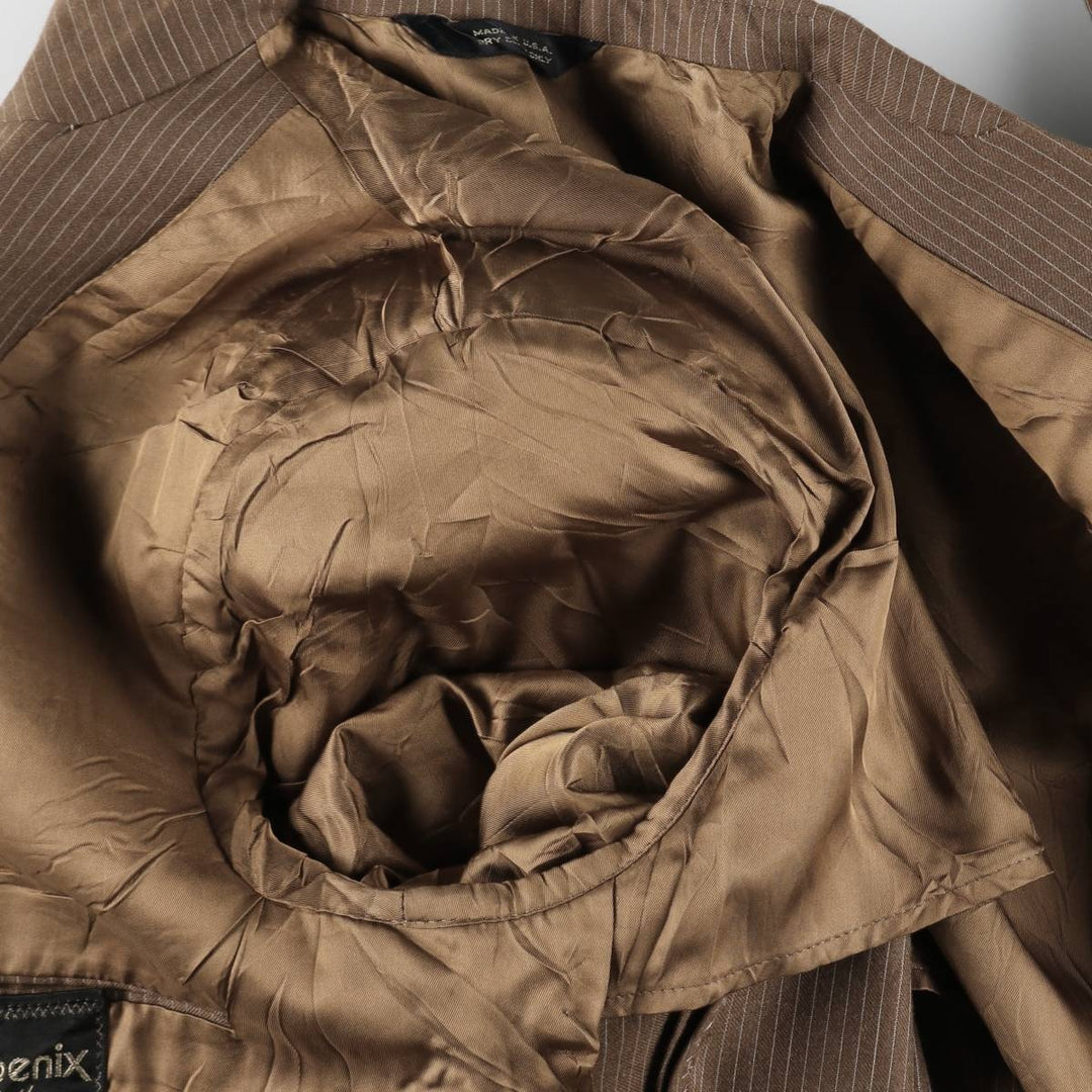 Phoenix Clothes Stripe Pattern Tailored Jacket, Made in USA, Men's Size M (approx.) unclear brown type Vintage Second Hand