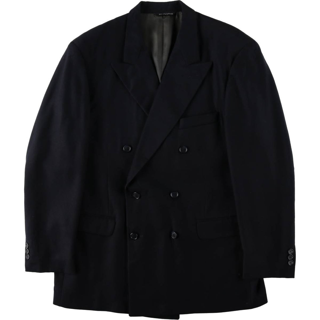 SHIPLEY Supreme Double-Breasted Peaked Lapel Wool Tailored Jacket, Made in Canada, Men's Size L (approx.) wool navy blue type Vintage Second Hand
