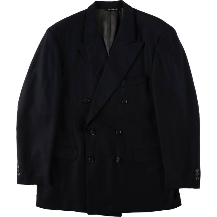 SHIPLEY Supreme Double-Breasted Peaked Lapel Wool Tailored Jacket, Made in Canada, Men's Size L (approx.) wool navy blue type Vintage Second Hand