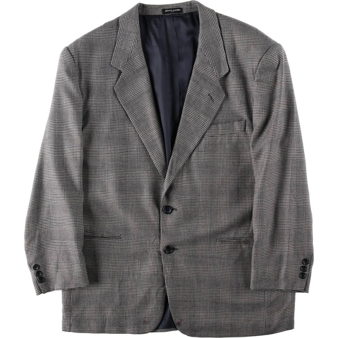 Pierre Cardin Check Pattern Wool Tailored Jacket, Made in Canada, Men's Size L (approx.) wool gray type Vintage Second Hand
