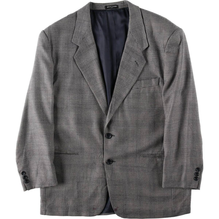 Pierre Cardin Check Pattern Wool Tailored Jacket, Made in Canada, Men's Size L (approx.) wool gray type Vintage Second Hand