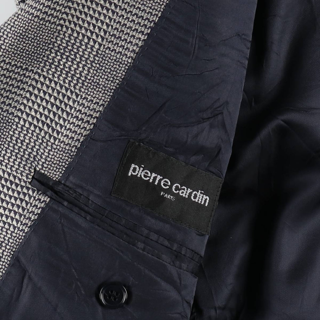 Pierre Cardin Check Pattern Wool Tailored Jacket, Made in Canada, Men's Size L (approx.) wool gray type Vintage Second Hand