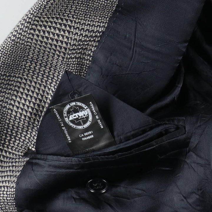 Pierre Cardin Check Pattern Wool Tailored Jacket, Made in Canada, Men's Size L (approx.) wool gray type Vintage Second Hand