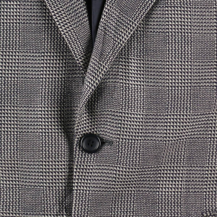 Pierre Cardin Check Pattern Wool Tailored Jacket, Made in Canada, Men's Size L (approx.) wool gray type Vintage Second Hand