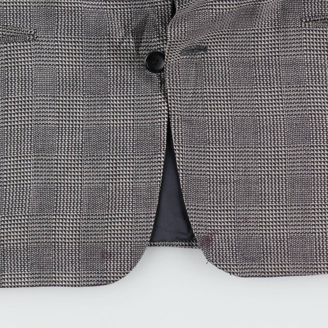 Pierre Cardin Check Pattern Wool Tailored Jacket, Made in Canada, Men's Size L (approx.) wool gray type Vintage Second Hand