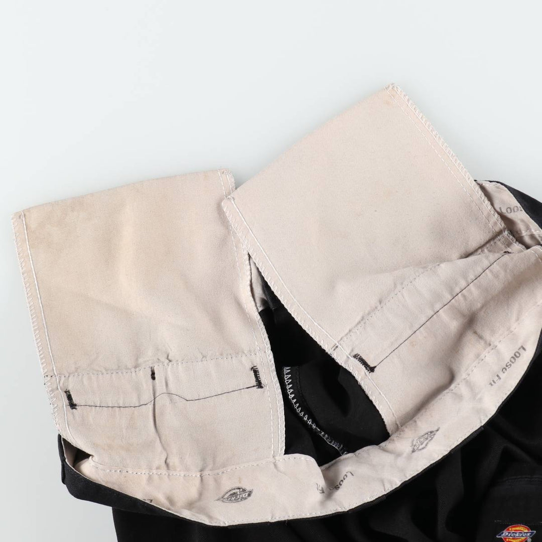 Dickies Loose Fit Double Knee Work Pants Men's W36 polyester black type Vintage Second Hand