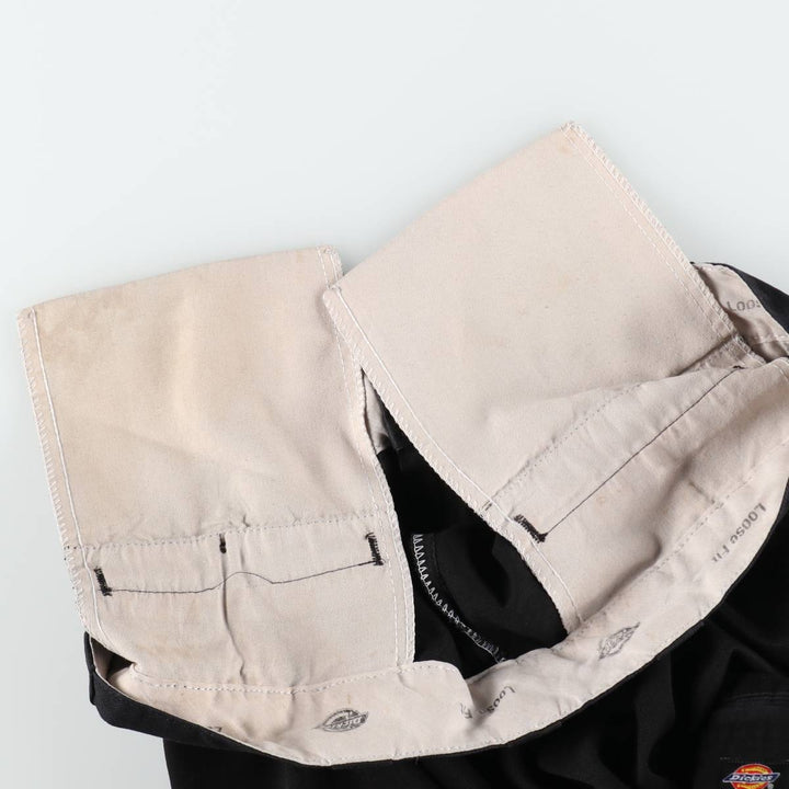 Dickies Loose Fit Double Knee Work Pants Men's W36 polyester black type Vintage Second Hand