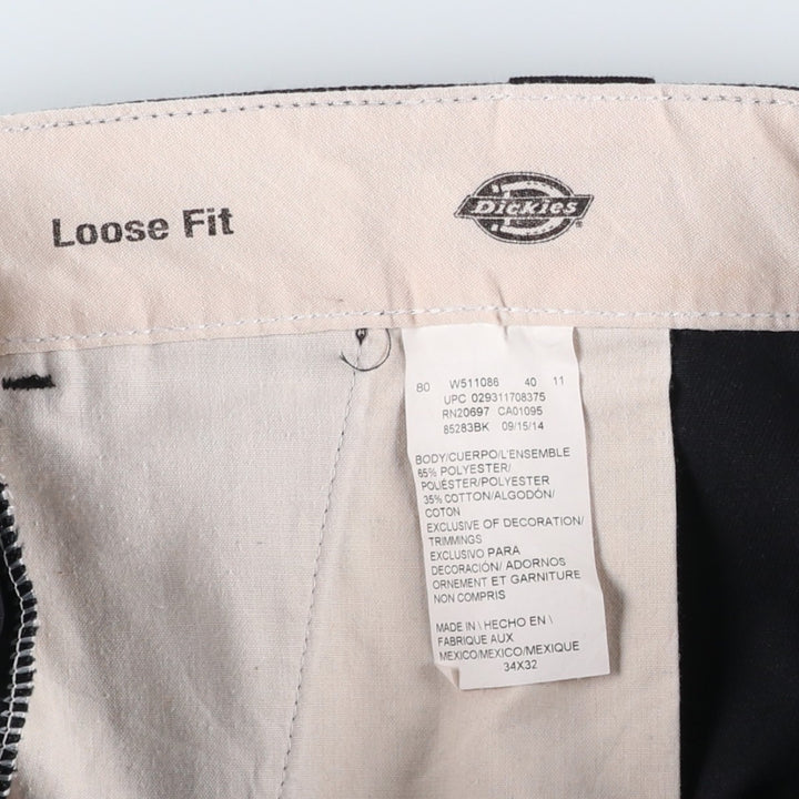 Dickies Loose Fit Double Knee Work Pants, Men's W35 (approx.) polyester black type Vintage Second Hand