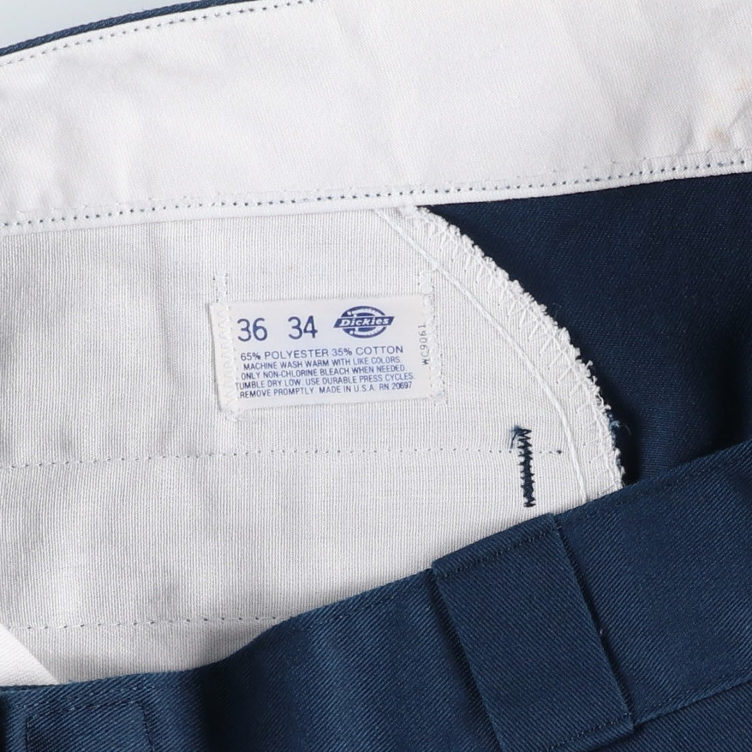 Dickies work pants, made in the USA, men's size W35 (approx.) polyester navy blue type Vintage Second Hand