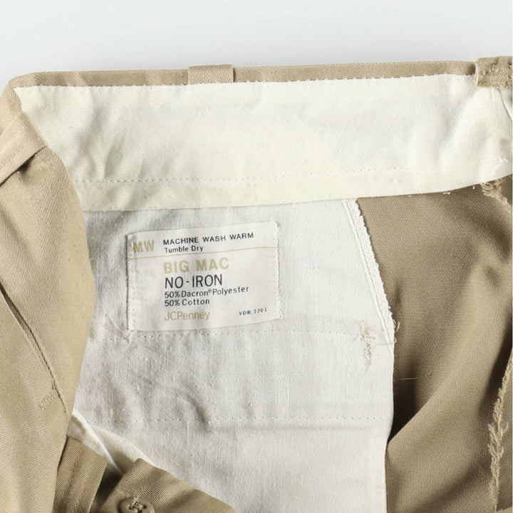 1970'S Big Mac JC Penney Work Pants, Men's Size W34 (approx.), Vintage polyester Beige type Vintage Second Hand