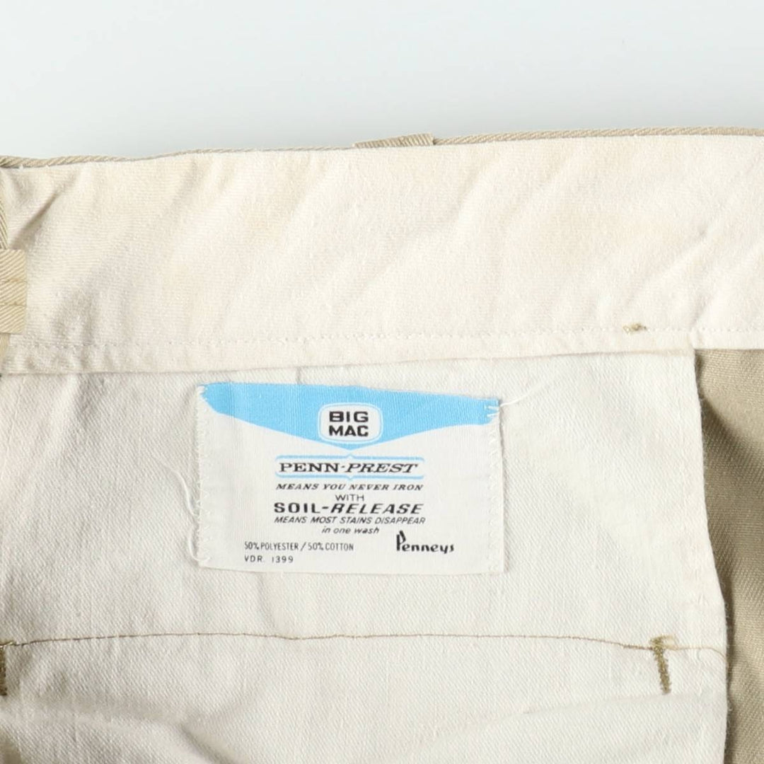 1970'S Big Mac Penn-Presto Work Pants, Men's Size W36 (approx.), Vintage polyester Beige type Vintage Second Hand