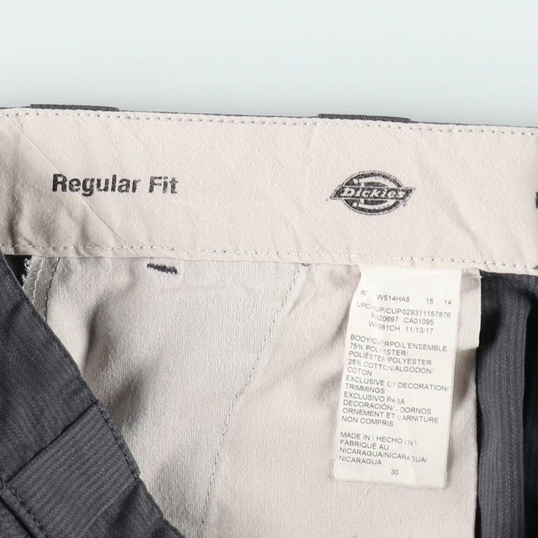 Dickies Regular Fit Stripe Pattern Work Shorts (Men's W31 equivalent) polyester gray type Vintage Second Hand