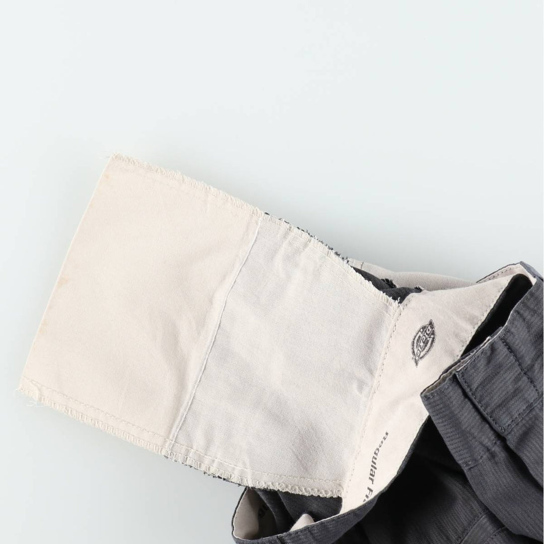 Dickies Regular Fit Stripe Pattern Work Shorts (Men's W31 equivalent) polyester gray type Vintage Second Hand