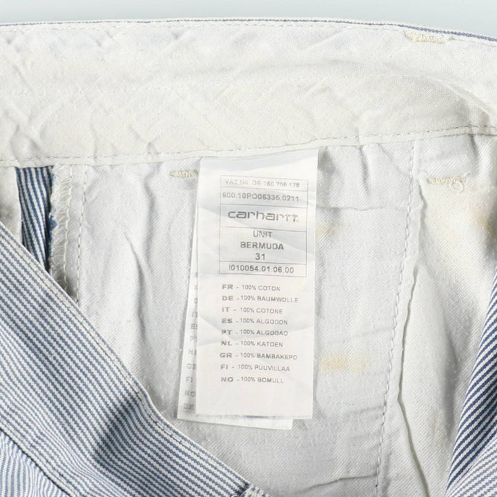 Carhartt Stripe Pattern Work Shorts, Men's Size W34 (approx.) cotton blue type Vintage Second Hand