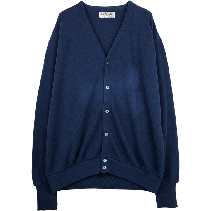 90'S La Mode Acrylic Knit Cardigan, Made in USA, Men's XXL equivalent, Vintage acrylic navy blue type Vintage Second Hand