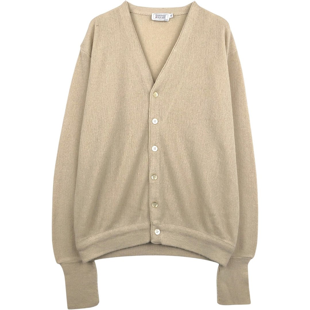 Hanover Square Plain Acrylic Knit Cardigan, Made in USA, Men's XL Equivalent Oron Acrylic Beige type Vintage Second Hand