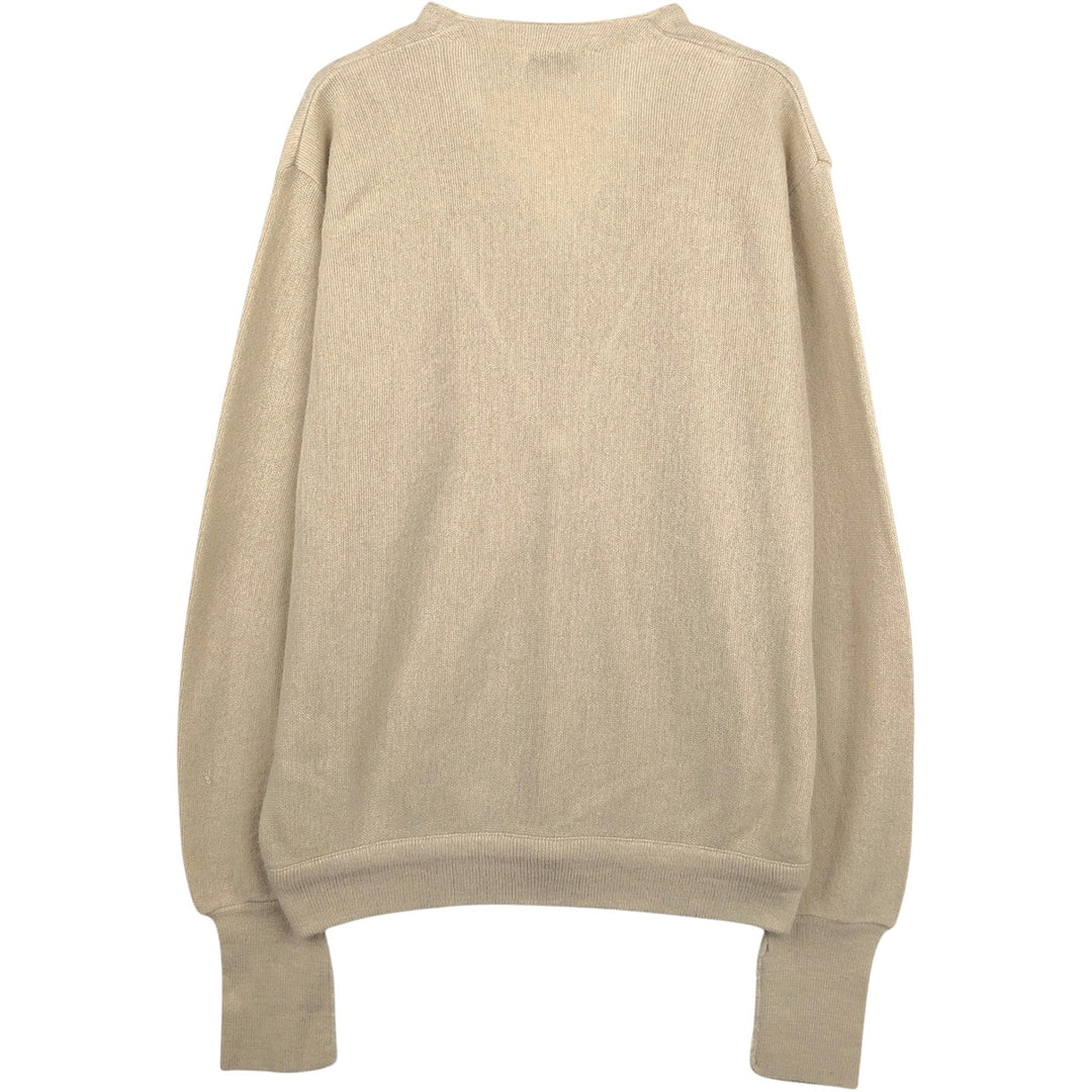 Hanover Square Plain Acrylic Knit Cardigan, Made in USA, Men's XL Equivalent Oron Acrylic Beige type Vintage Second Hand
