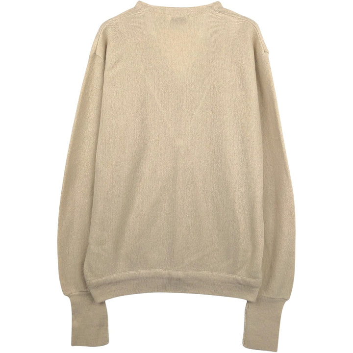 Hanover Square Plain Acrylic Knit Cardigan, Made in USA, Men's XL Equivalent Oron Acrylic Beige type Vintage Second Hand
