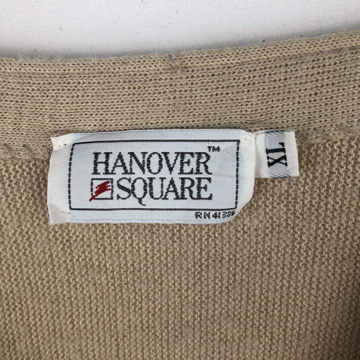 Hanover Square Plain Acrylic Knit Cardigan, Made in USA, Men's XL Equivalent Oron Acrylic Beige type Vintage Second Hand