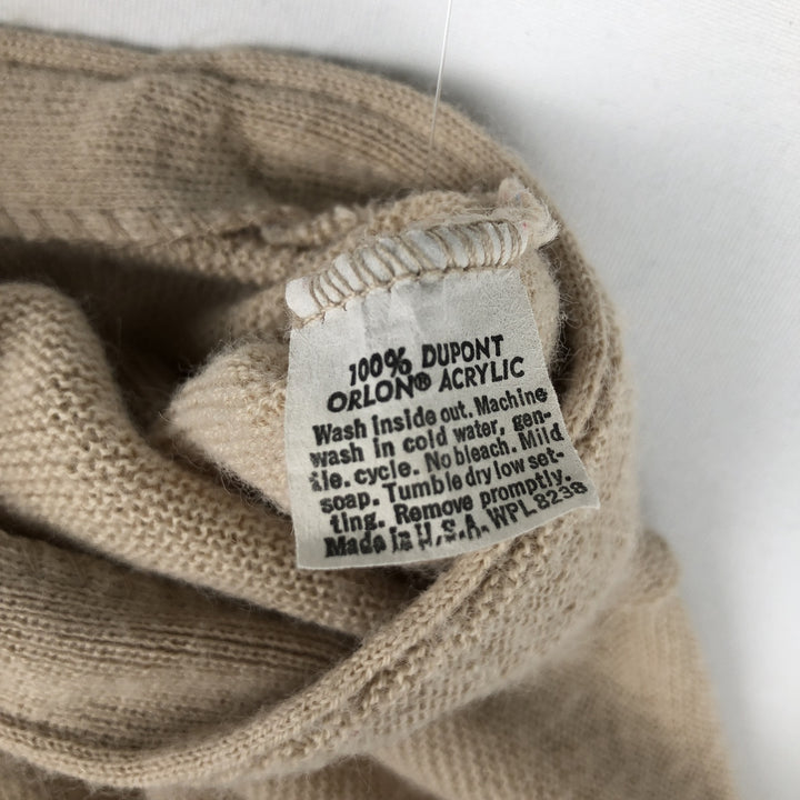 Hanover Square Plain Acrylic Knit Cardigan, Made in USA, Men's XL Equivalent Oron Acrylic Beige type Vintage Second Hand