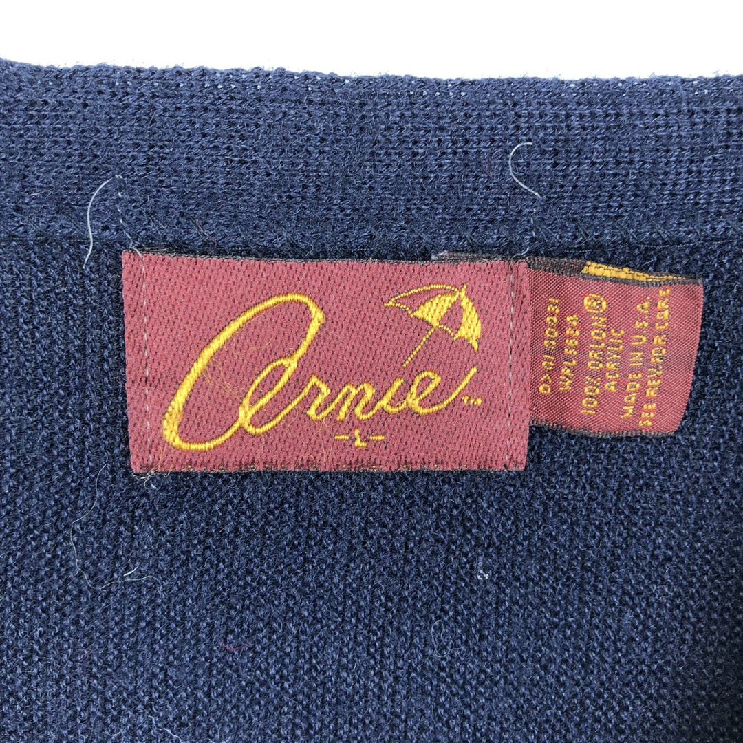 ~90'S Arnold Palmer Arnie Acrylic Knit Cardigan, Made in USA, Men's Size L (approx.), Vintage Oron Acrylic navy blue type Vintage Second Hand