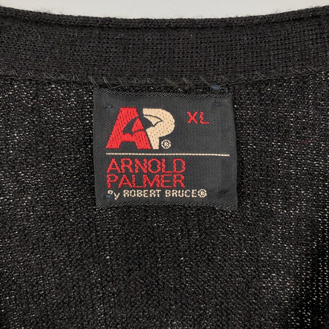 1970'S Arnold Palmer Acrylic Knit Cardigan, Men's Size XL (Equivalent), Vintage unclear black type Vintage Second Hand