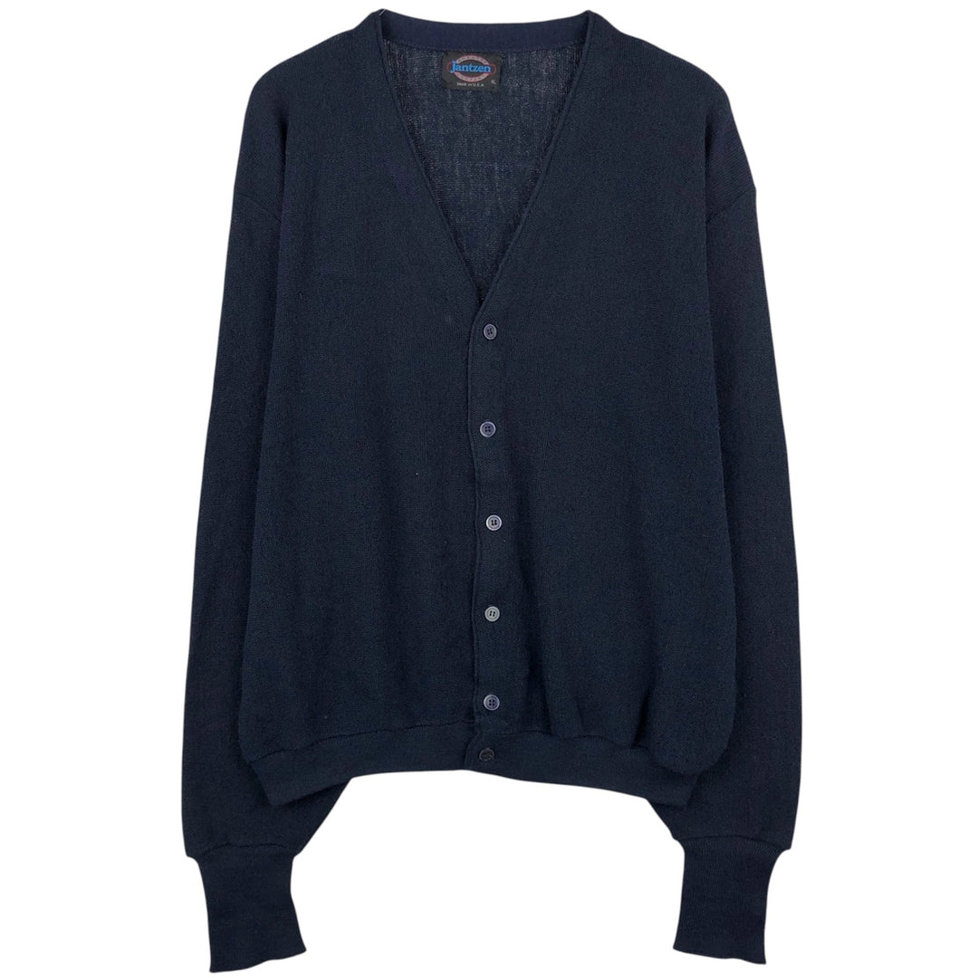 Vintage 80s-90'S Jantzen knit cardigan, made in the USA, men's size XL unclear navy blue type Vintage Second Hand