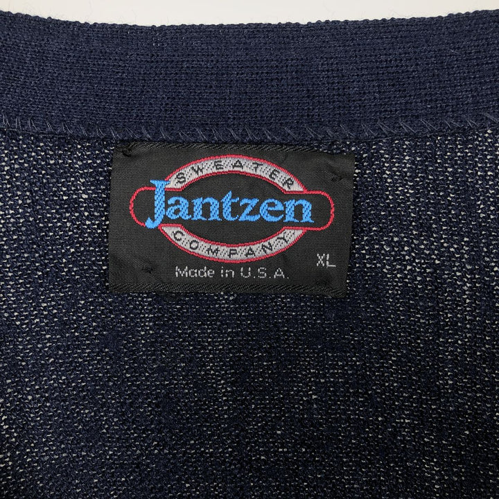 Vintage 80s-90'S Jantzen knit cardigan, made in the USA, men's size XL unclear navy blue type Vintage Second Hand